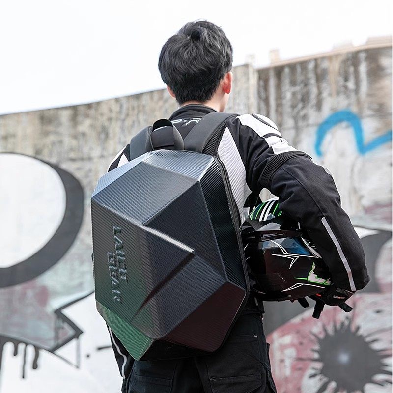 摩托车骑士硬壳背包双肩骑行装备机车碳纤头盔收纳全盔大容量防水