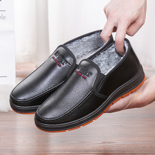 加绒保暖皮面防水皮鞋雪地靴