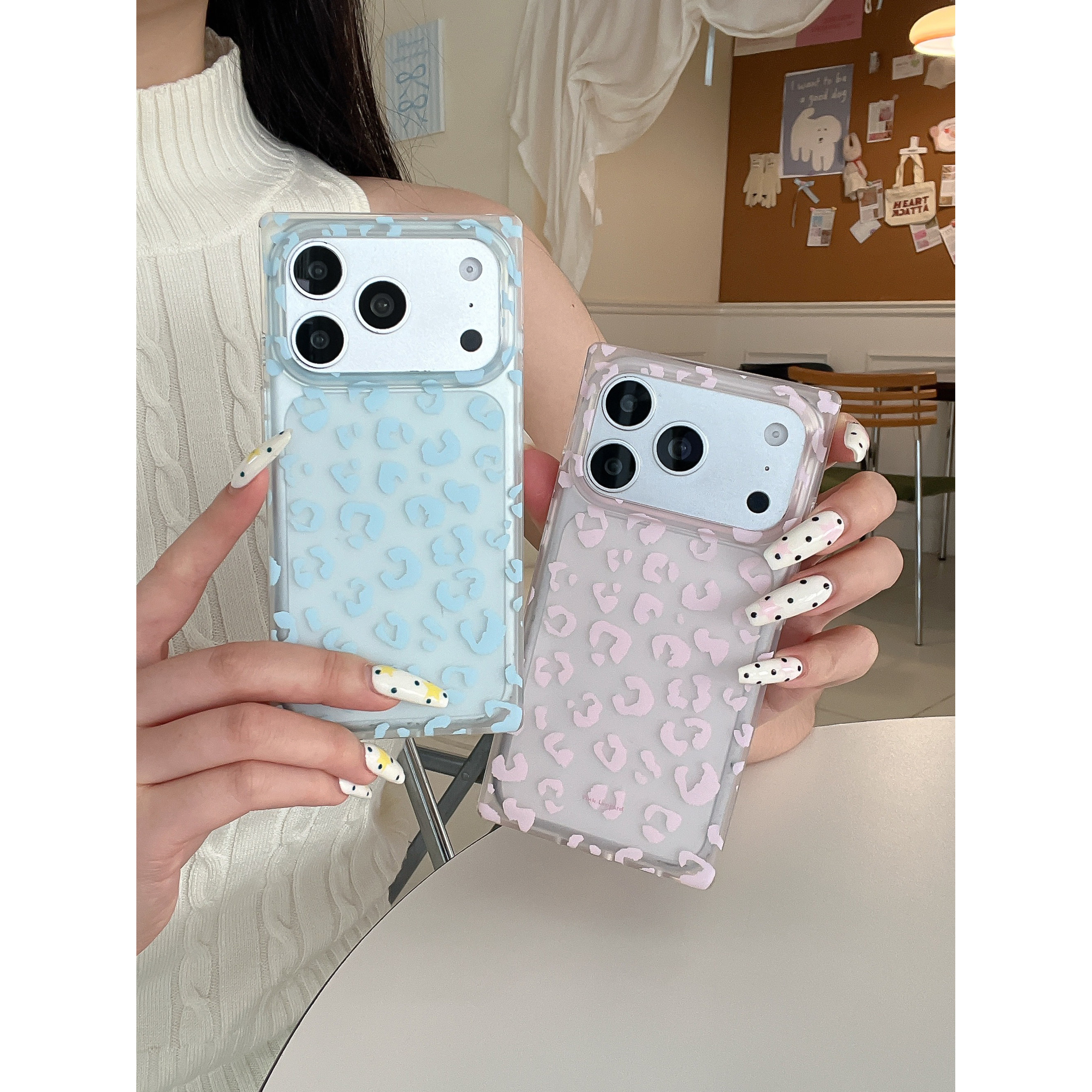 乐思茉 方形冰块豹纹全包降温夏日透明磨砂百搭ins风iPhone简约高级手机壳星星苹果17pm适用