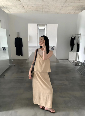 希宥HOUSE 日系极简风马甲+背心+半身裙三件套套装