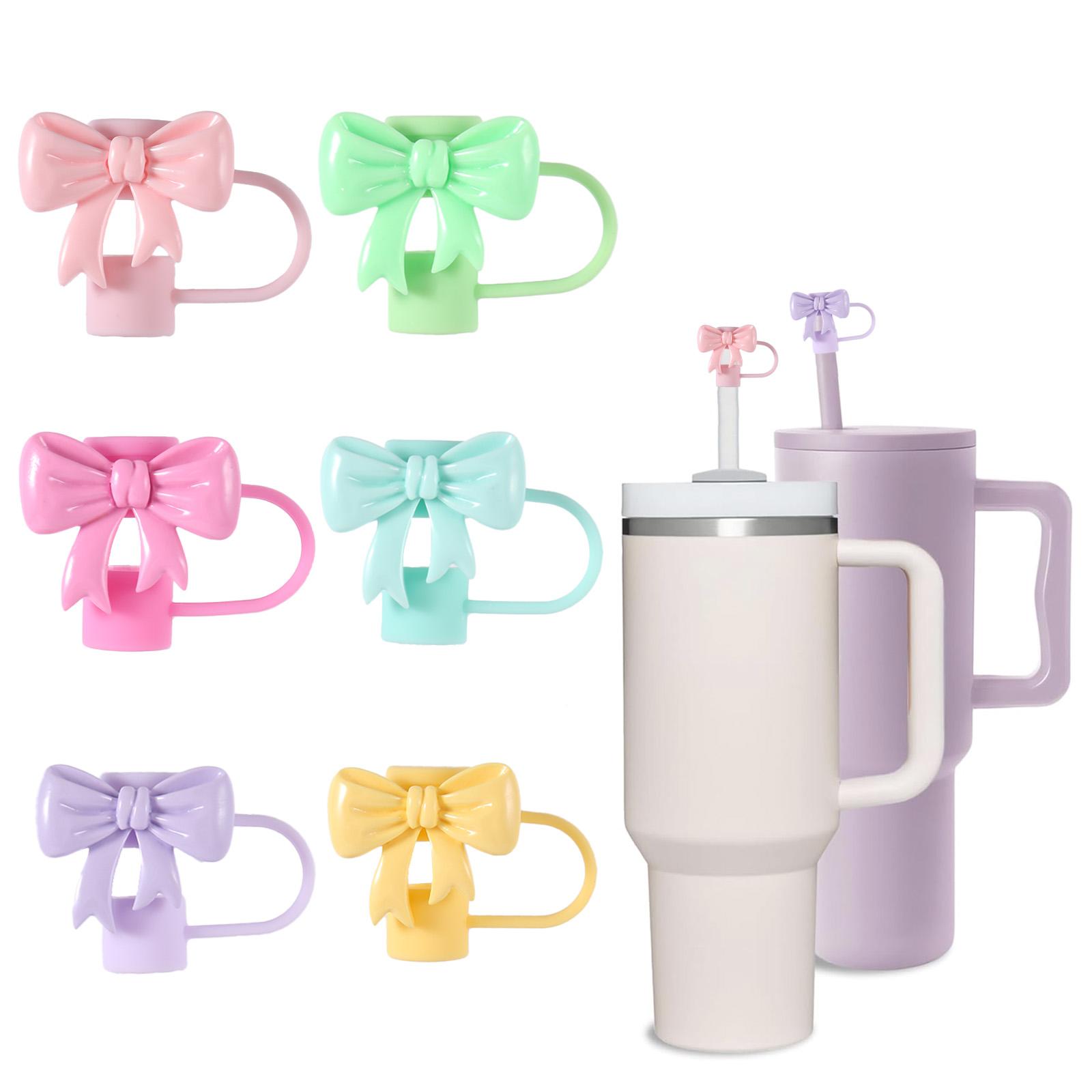 可爱糖果色蝴蝶结吸管塞史丹利水杯吸管盖网红少女吸管防尘帽