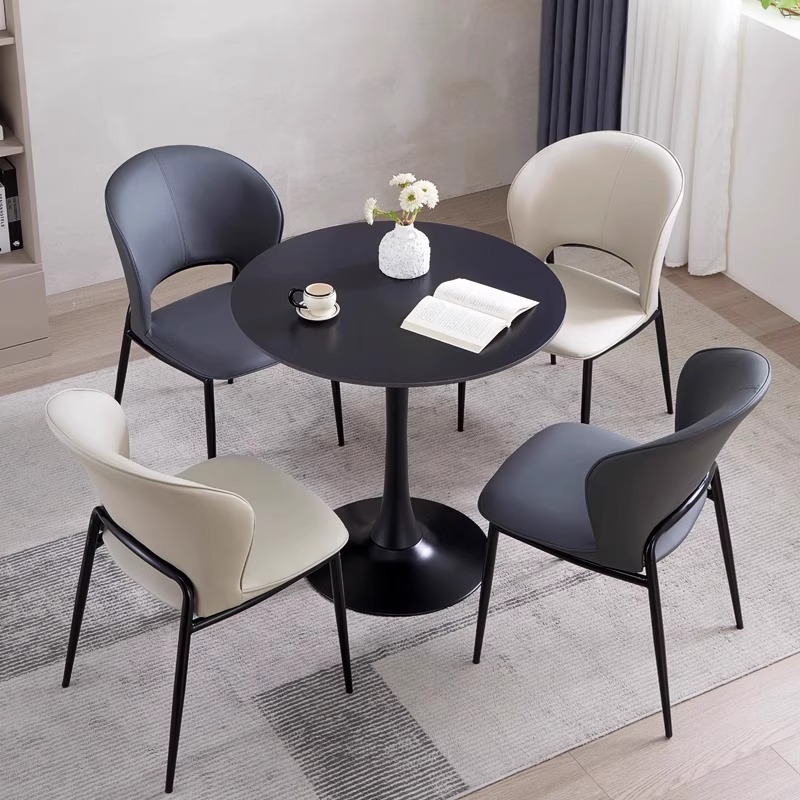 岩板洽谈接待小圆桌椅组合轻奢咖啡奶茶店铺休闲谈判阳台小茶桌子
