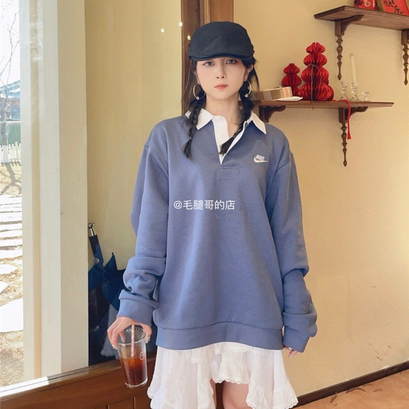 Nike耐克男子加绒保暖翻领长袖