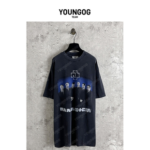 YOG【Rammstein德国战车乐队联名款】潮牌美式男女同款宽松短T恤