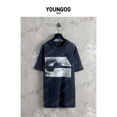 YOG【False Perception双瞳印花】潮牌美式街头男女同款宽松T恤