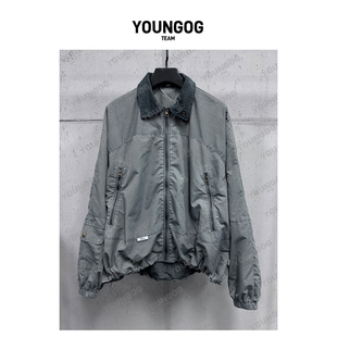 复古男女同款 YOG 潮牌街头美式 春季 水洗工装 廓形翻领冲锋衣