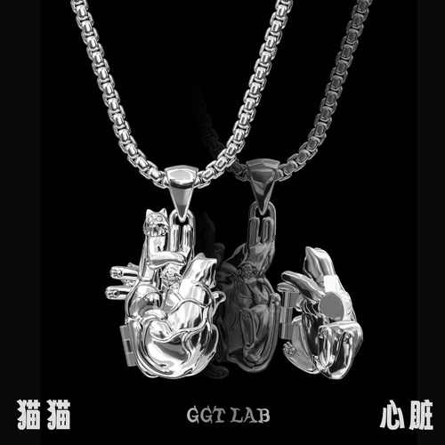 GGT LAB [猫X心脏]3.0 可开合项链 原创独立设计 叠戴情侣毛衣链