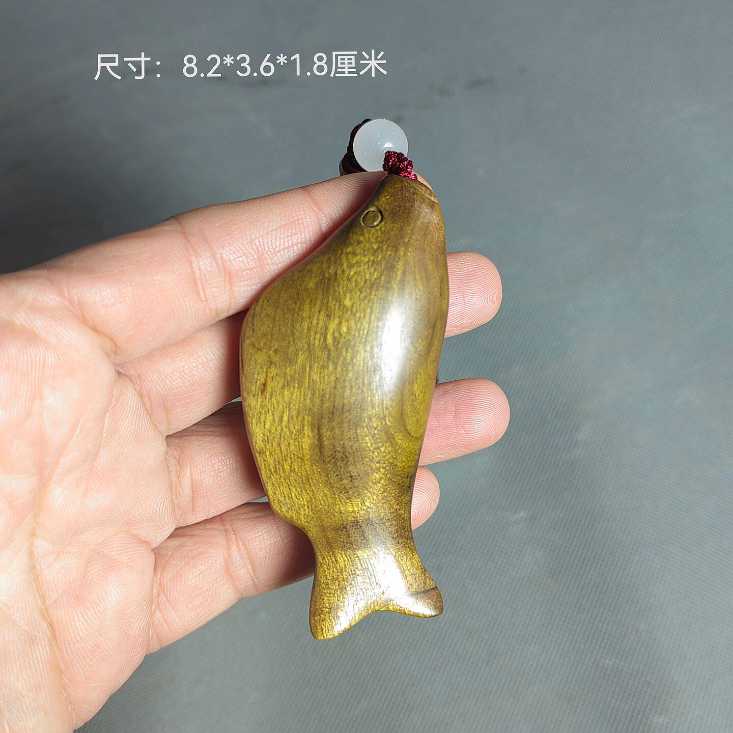 金丝楠木手把件小鱼阴沉木雕刻文玩包挂件饰品四川乌木纯手工艺品