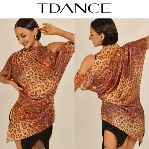 TDANCE拉丁舞练习服宽松漏肩日常