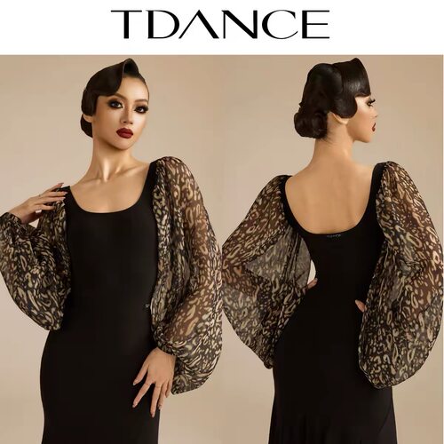 TDANCE摩登舞练习服方领灯笼袖女
