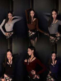 LOYAL舞服复古V领 修身针织 显瘦国标舞服成人女新款高级百搭上衣