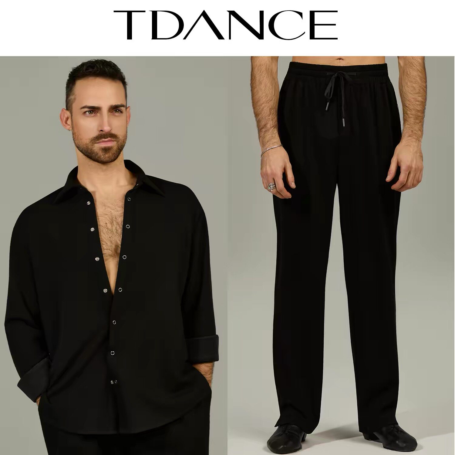 TDANCE男国标拉丁比赛热身服套装