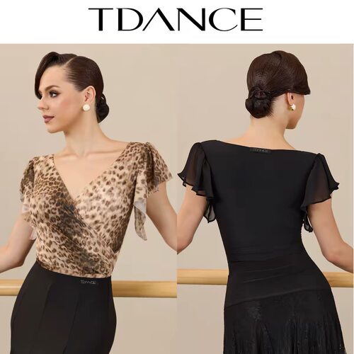 TDANCE女摩登舞V领围裹飞袖显瘦