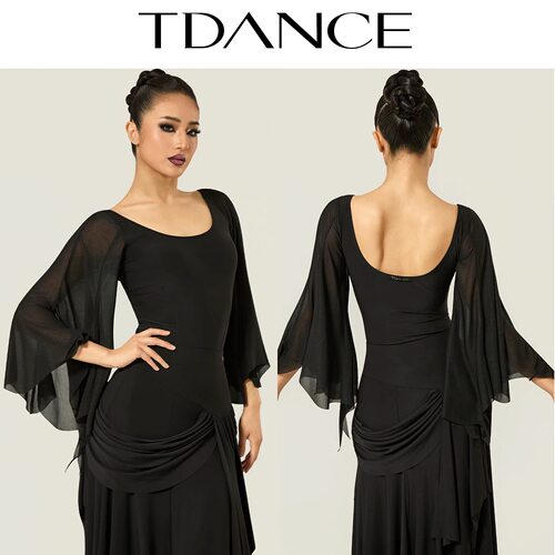TDANCE摩登舞服U领飘片百搭显瘦