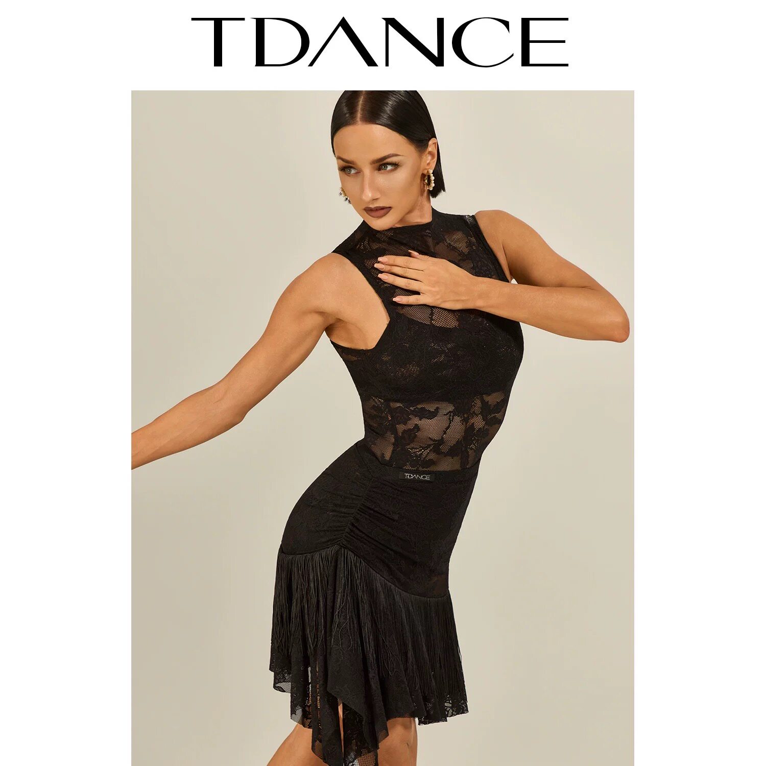 TDANCE拉丁练功服小高领套装集训