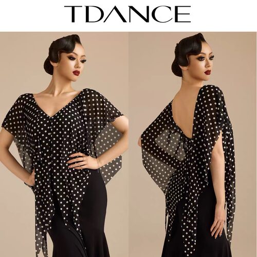 TDANCE摩登拉丁练习服波点飘片女
