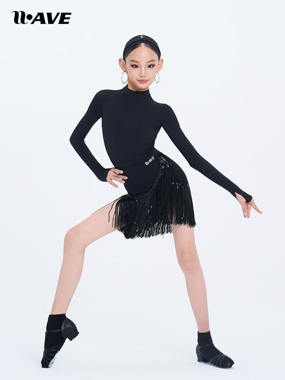 wave舞服少儿拉丁长袖保暖