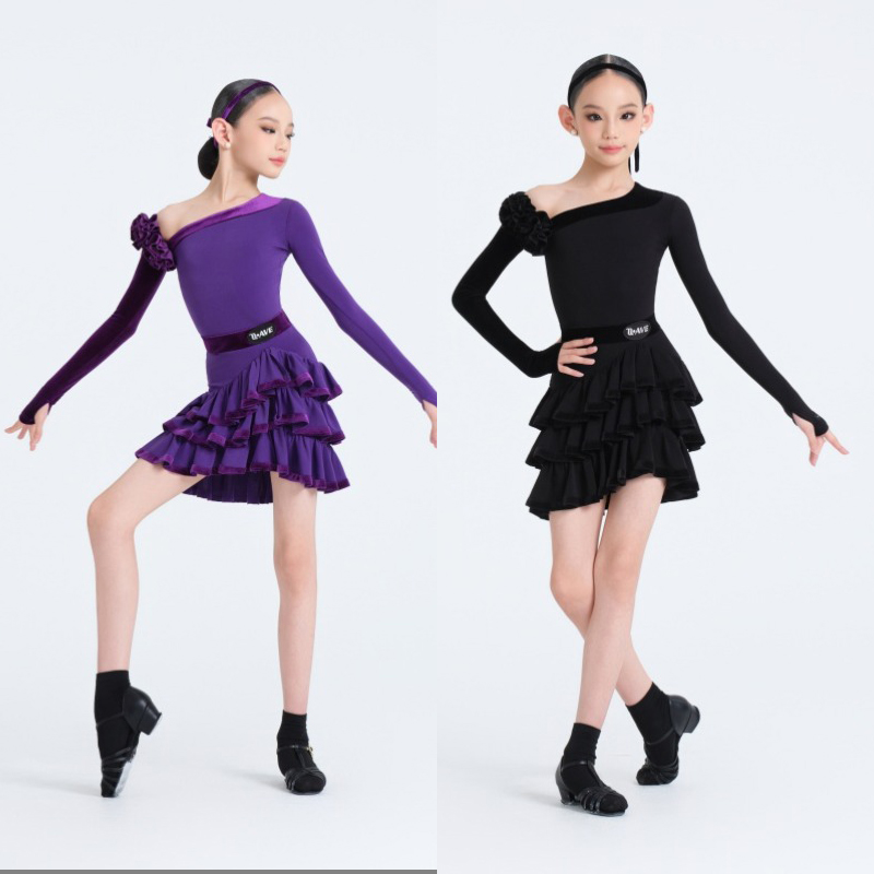 WAVE未午拉丁舞秋新款儿童拉丁舞服唐顿庄园套装少儿日常练功服