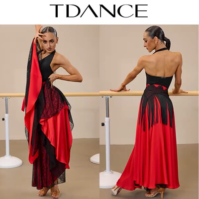 TDANCE拉丁舞训练红黑双面斗牛女
