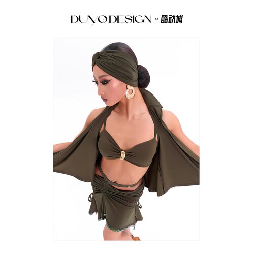 DUYQ绿色限定女国标拉丁舞练功服