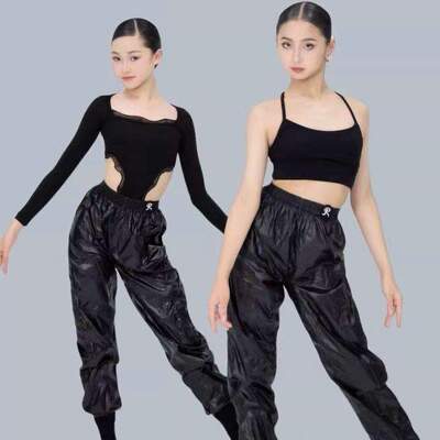 Rdesign拉丁舞服新款女童复古蕾丝上衣肌光热身裤套装百搭练功服