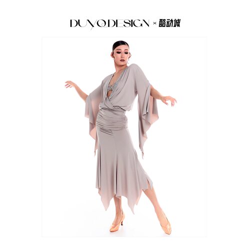 DUYQ山醒春殇摩登飘带国标练功服