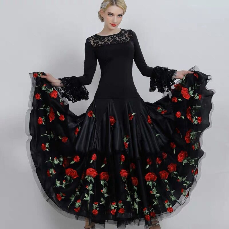 摩登新款华尔兹大摆演出舞裙