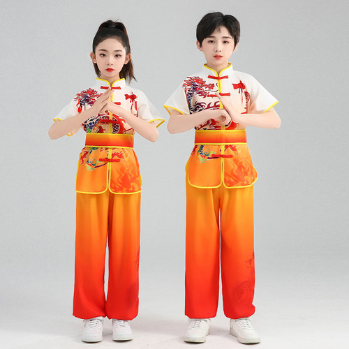 六一儿童武术表演服中国风男女少儿练功演出服训练服打鼓舞龙服装