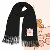 LULU猪卡通粉红小猪印花周边卡通可爱印花男女可定制保暖围脖围巾