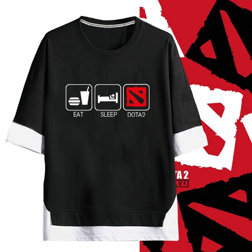 吃饭睡觉打DOTA2刀塔logo假两件