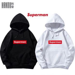 潮流superman男女新款 青少年学生宽松休闲情侣上衣带帽卫衣服 韩版
