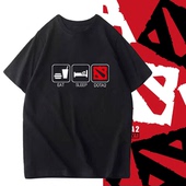 吃饭睡觉打DOTA2刀塔logo学生游戏周边男定制短袖 T恤衫 半截袖 半袖