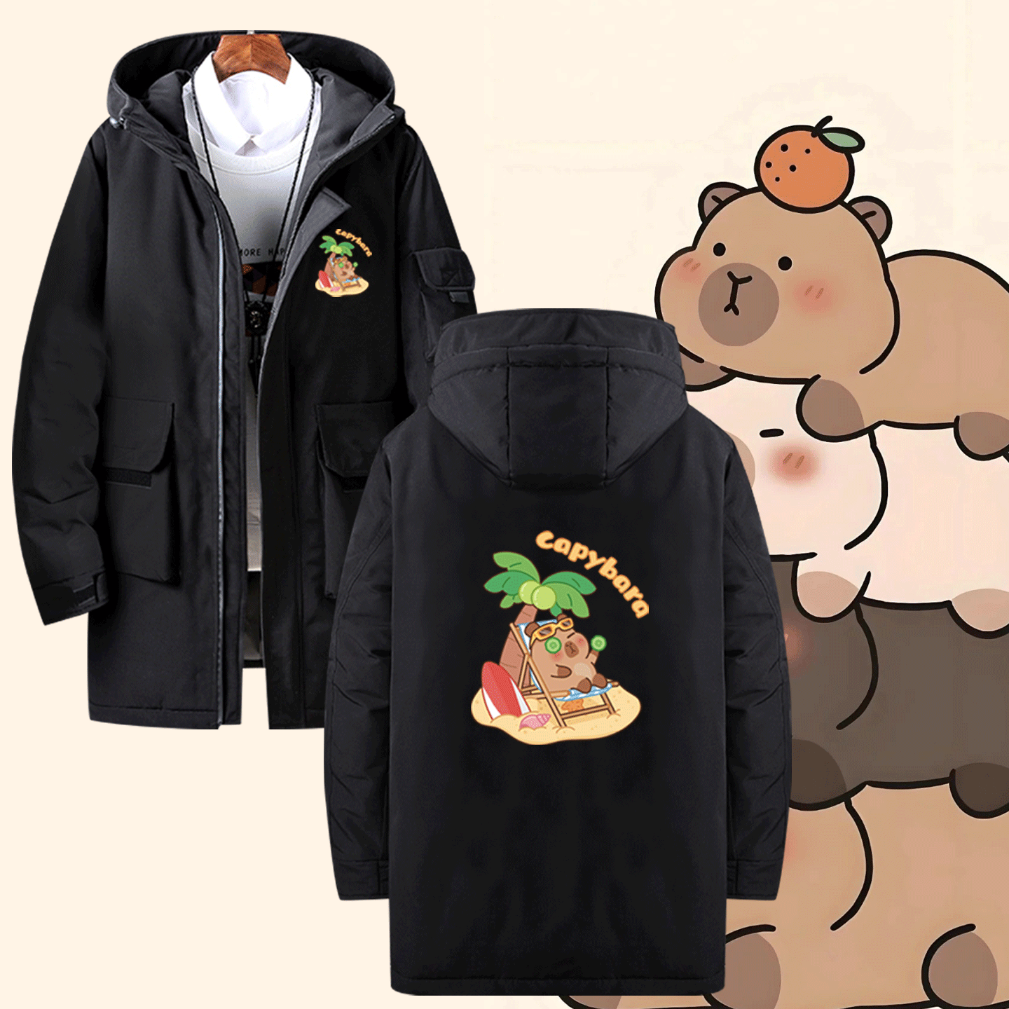 周边春秋男女情侣中长款羽绒服