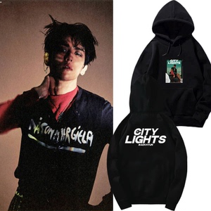 新款边伯贤EXO印花周边明星同款应援衣服休闲宽松男女薄带帽卫衣