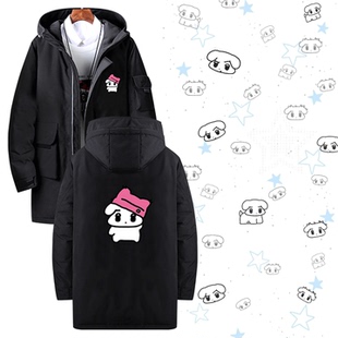 金玟庭金冬天咖喱狗吒aespa卡通二次元男女定制外套中长款羽绒服