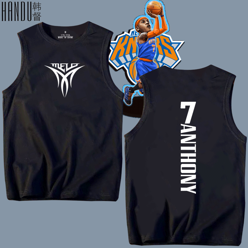 甜瓜MELO安东尼纯棉篮球运动宽松透气训练服定制男女背心无袖T恤