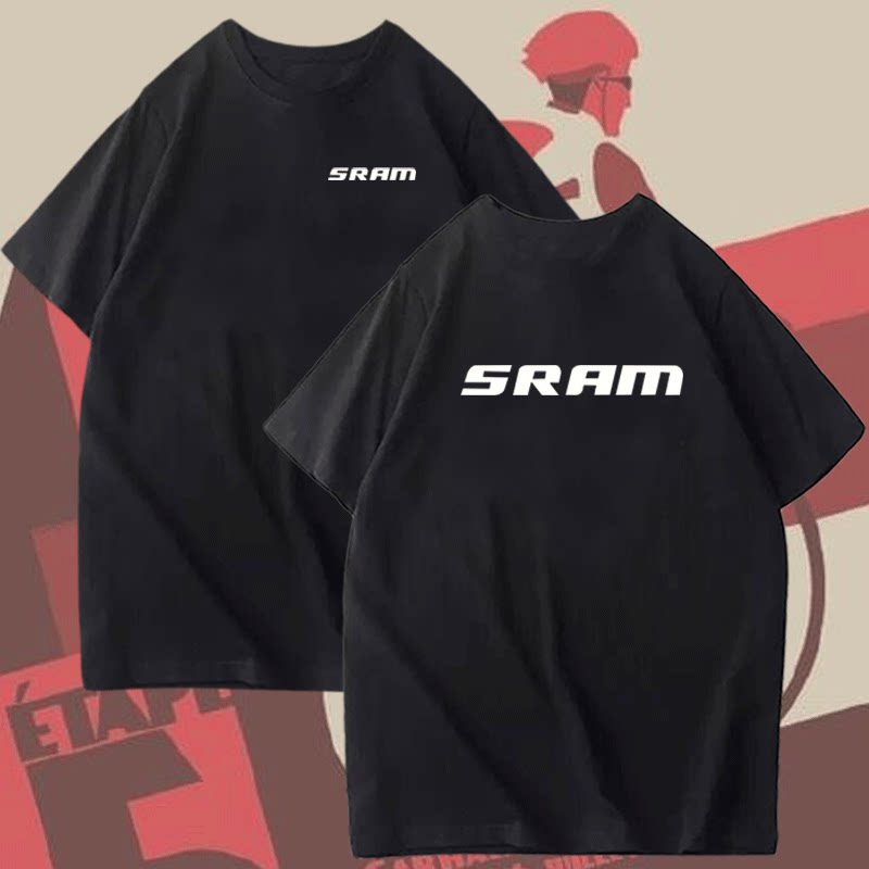 SRAM骑行爱好者速联自行车环法天空车队短袖T恤衫男女纯棉半袖衫