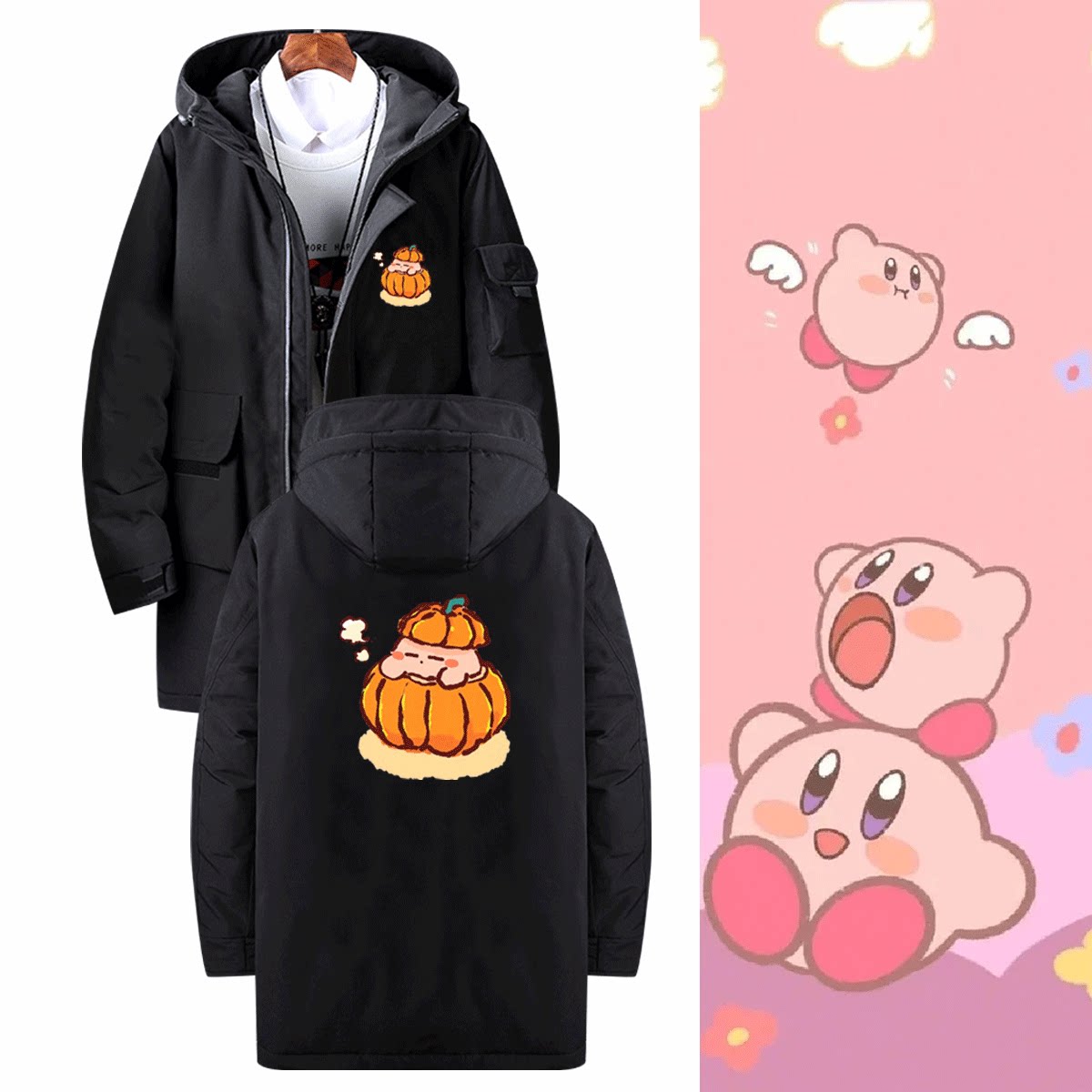可定制中长款拉链连帽外套羽绒服