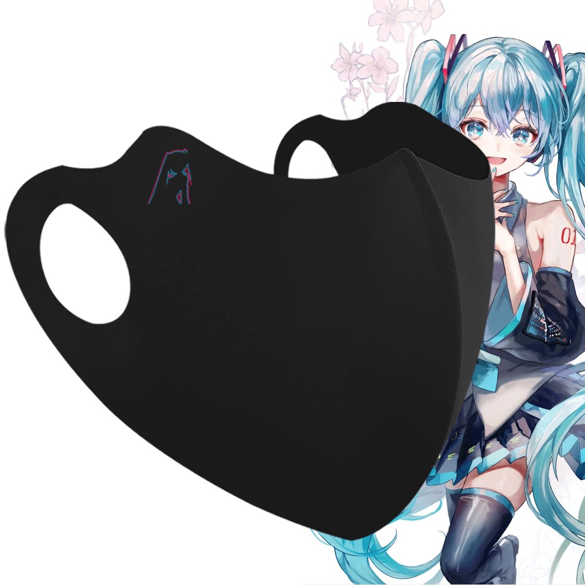 日系初音未来卡通男女miku葱娘联名夏青年防紫外线防晒护眼角口罩