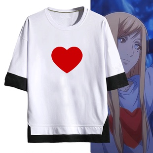 一人之下王震球心形印花动漫二次元周边男情侣定制短袖T恤假两件