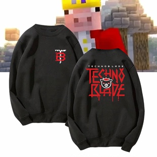 我的世界猪皇血神technoblade周边休闲定制男女外套上衣圆领卫衣
