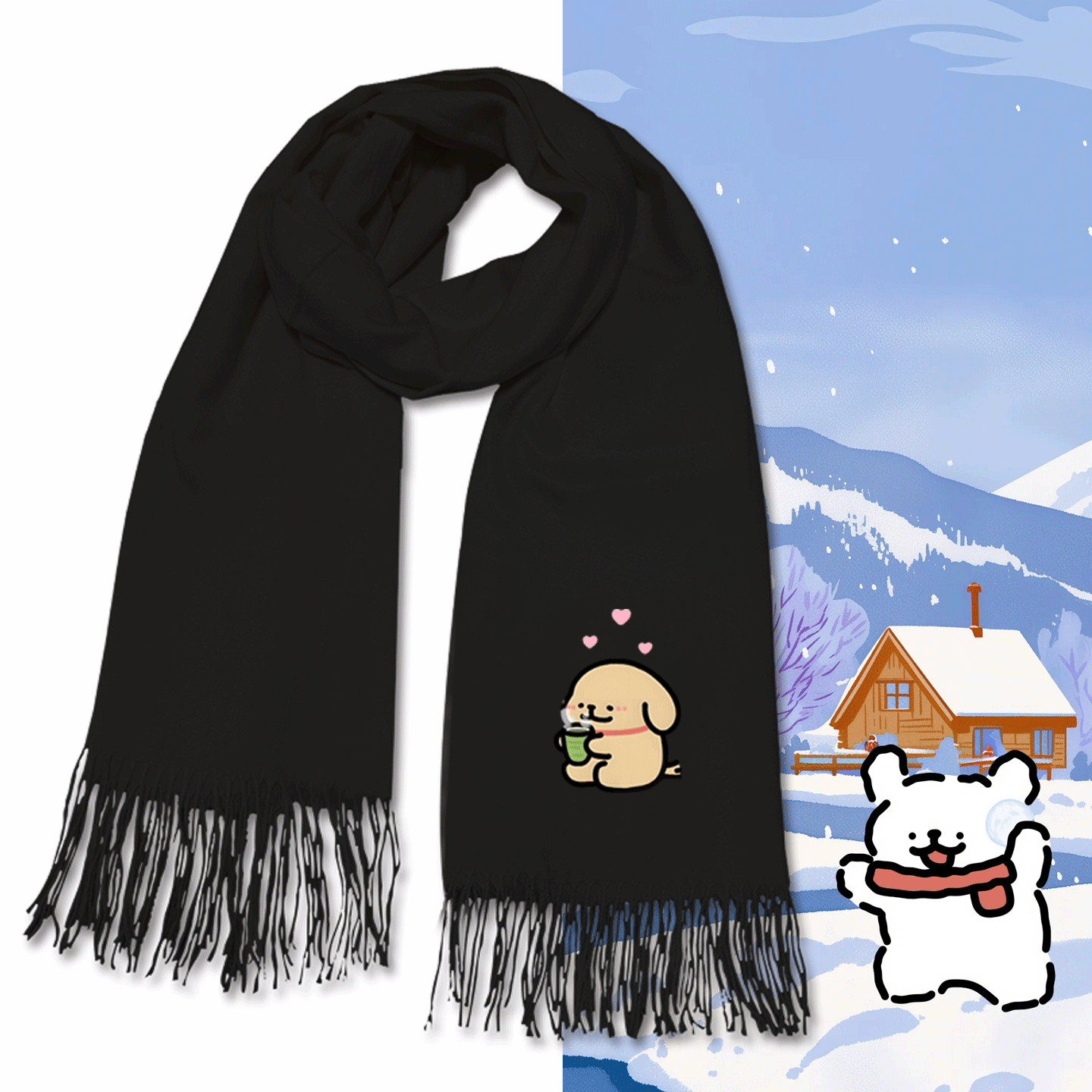 情侣休闲百搭冬季保暖可定制围巾