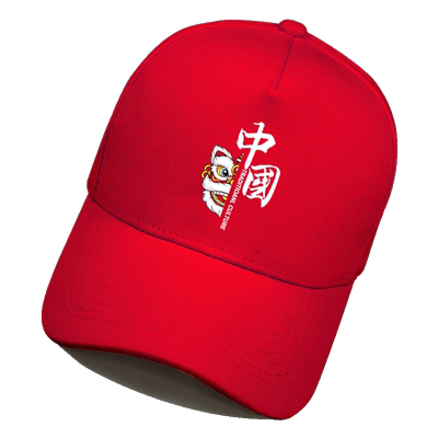 国潮洋气全家福红色休闲款鸭舌帽