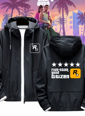 GTA5游戏公司Rockstar Games周边侠盗猎车R星标志男定制夹克外套