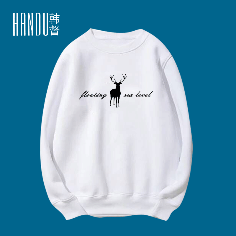品牌衣男女款情侣装小鹿潮流个性英文印花班服定制薄款圆领卫衣服