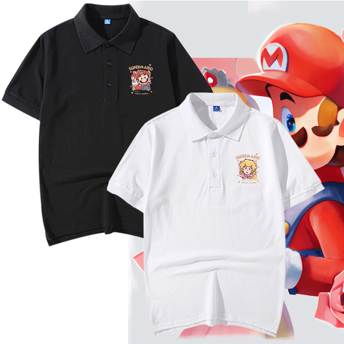 清新Super桃花公主马里奥POLO衫