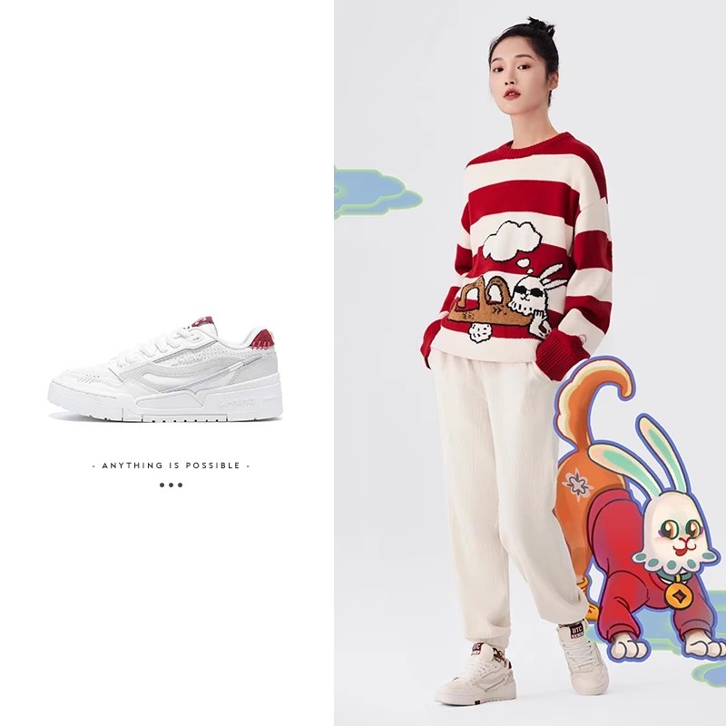 Lining/李宁001Btc Prm女子2025休闲运动轻便低帮简约板鞋AGCT004