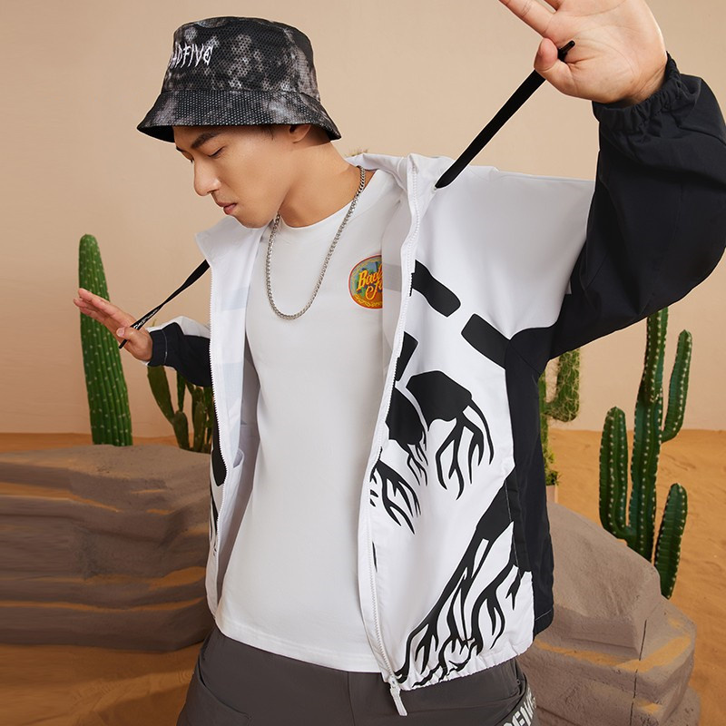 防风外套李宁连帽运动风衣