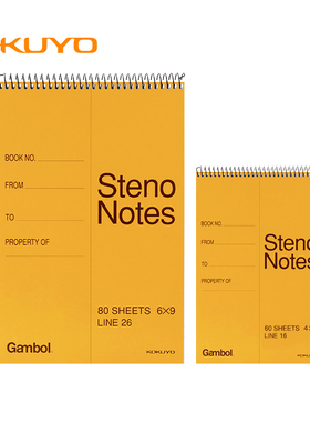 日本国誉线圈笔记本Gambol渡边螺旋上翻本S6090分栏本速记本记事本学生随身加厚A5/A6活页工作口译速记本子