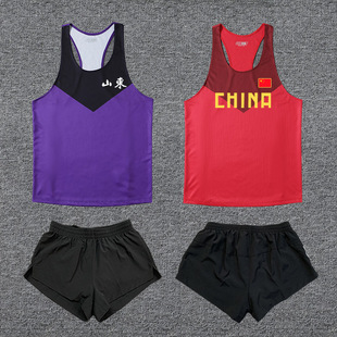 田径训练服体育生背心套装男女体考运动服短裤马拉松跑步背心速干